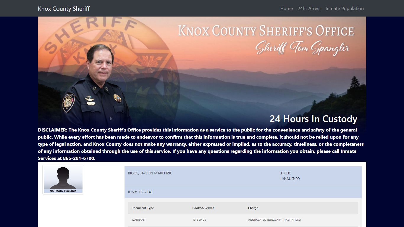 Knox County Tennessee - Sheriff - 24 Hour Arrests